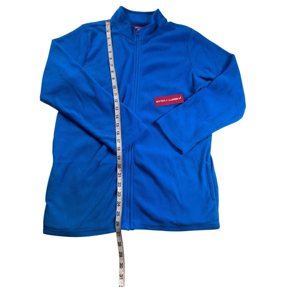 Liberty Valor Boys Blue‎ Full Zip Fleece Jacket Mock Neck XL 14/16 Pockets NWT