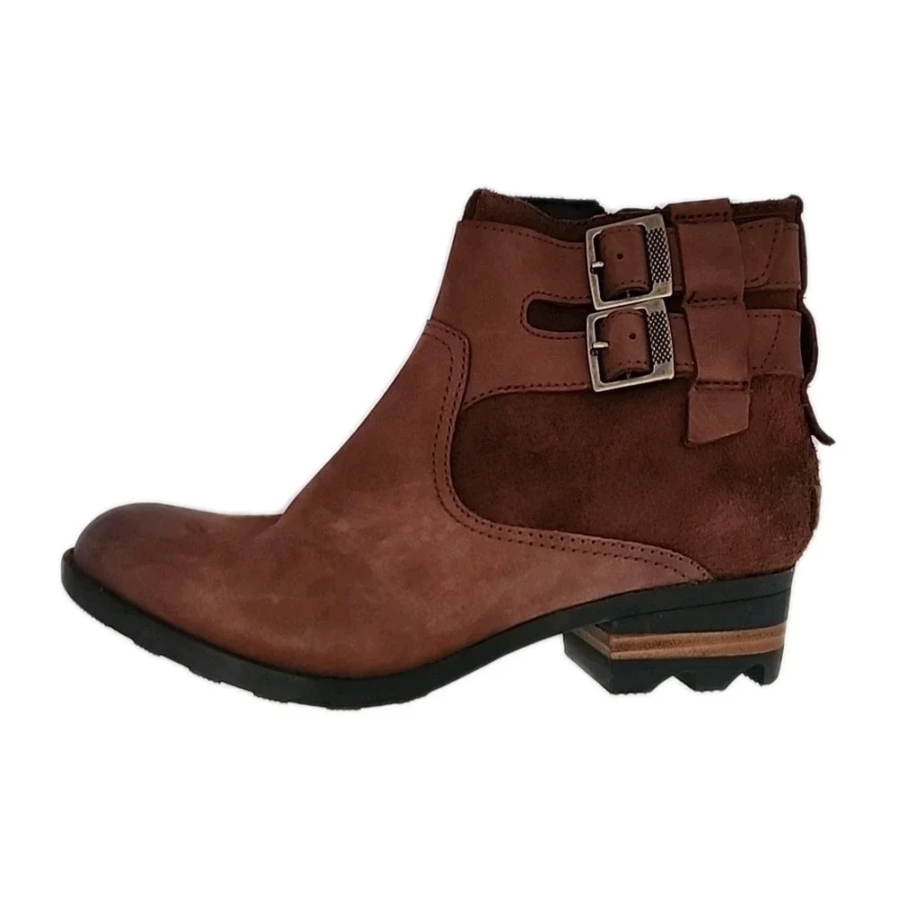 Sorel Lolla Bootie‎ Burro/Buffalo Brown  Women's 7 Zipper NL3080-282 Waterproof