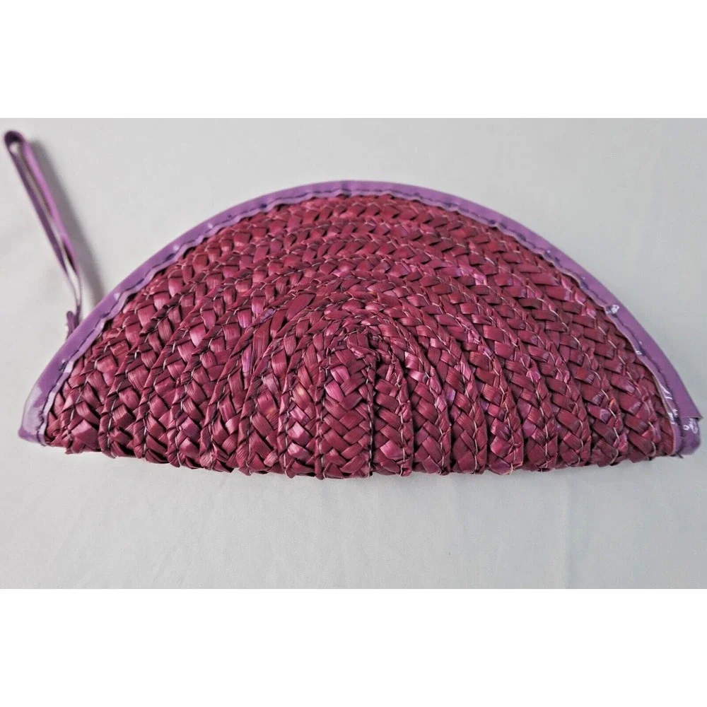 Clutch‎ Bag Purse Zip Closure Handmade Vintage Spring Summer Boho Straw Artsy