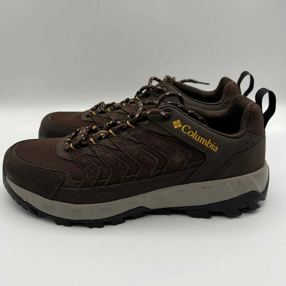 Columbia Strata Trail Low Hiking Shoes Mens 9 Brown Cordovan Mesh Suede‎ Rugged