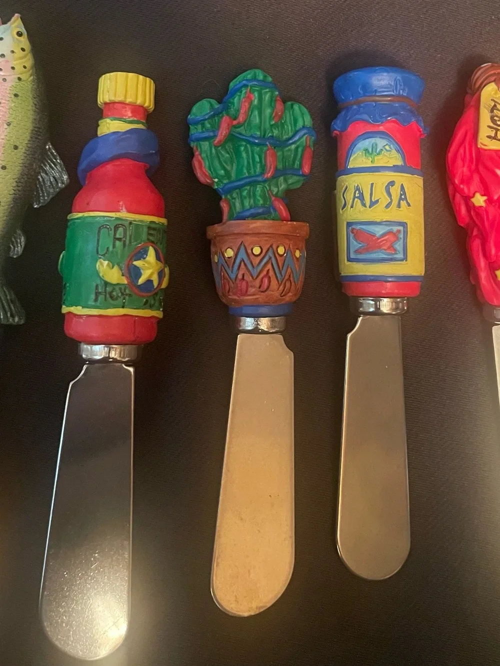 Vtg Boston Warehouse Lot Of 5 Butter Spreaders Bread And Cheese Multicolor