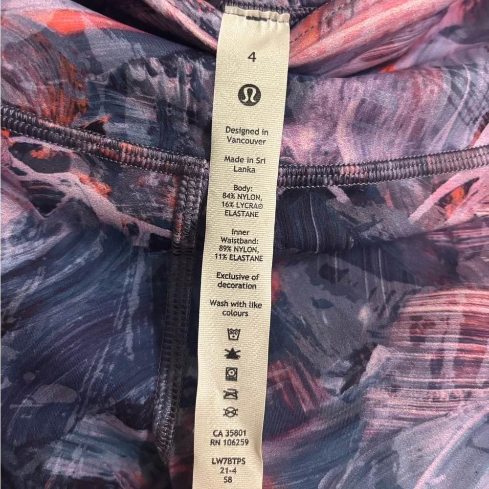 Lululemon Athletica Base Pace Hi-Rise 8”Multicolor Abstract Biker Shorts