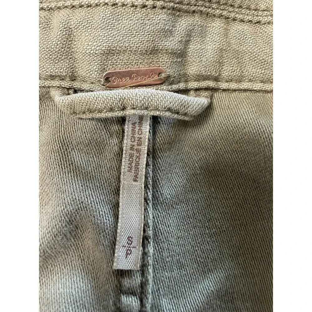 Free People Off‎ The Beaten Path Utility Romper Khaki Distressed Small