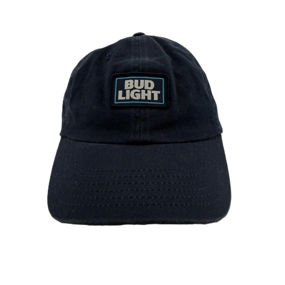 Bud Light Hat Mens OSFA Navy Blue Embroidered Logo Cotton Dad Cap Adjustable