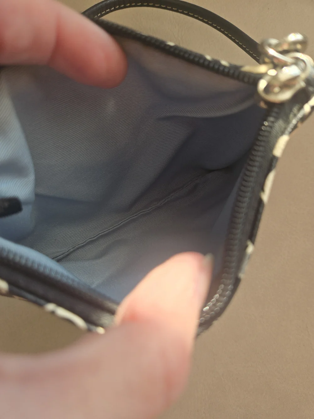 Coach Black & Cream Signature Wristlet