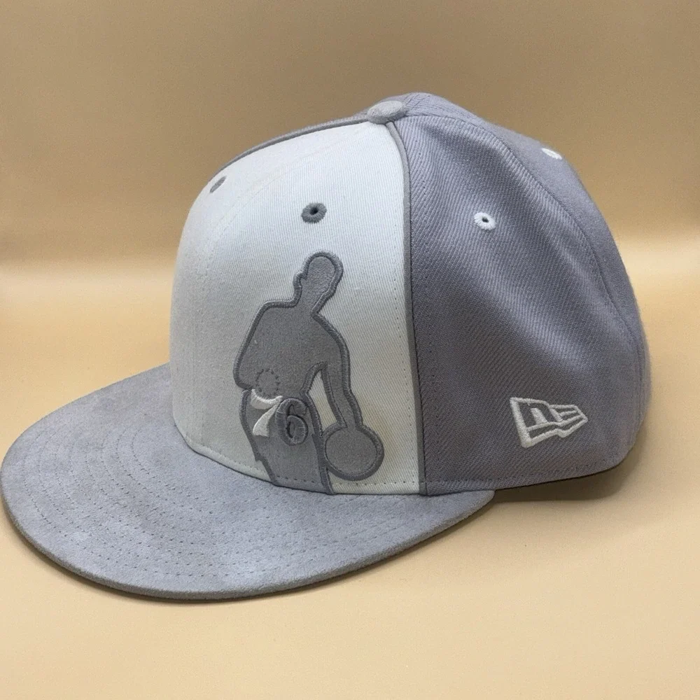 New Era 59FIFTY Philadelphia 76ers Hardwood Classics Fitted Hat Grey White Sz 8