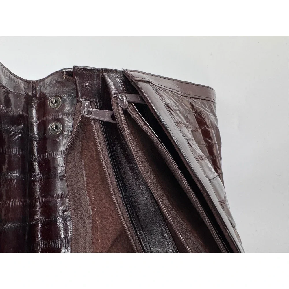 Eel Skin Clutch Womens M Brown Exotic Leather Quiet Luxury Classic Evening Bag