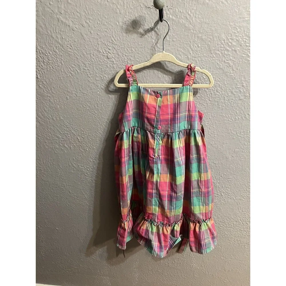 Girls sundress size 4T purple pink plaid pink purple, teal‎ green