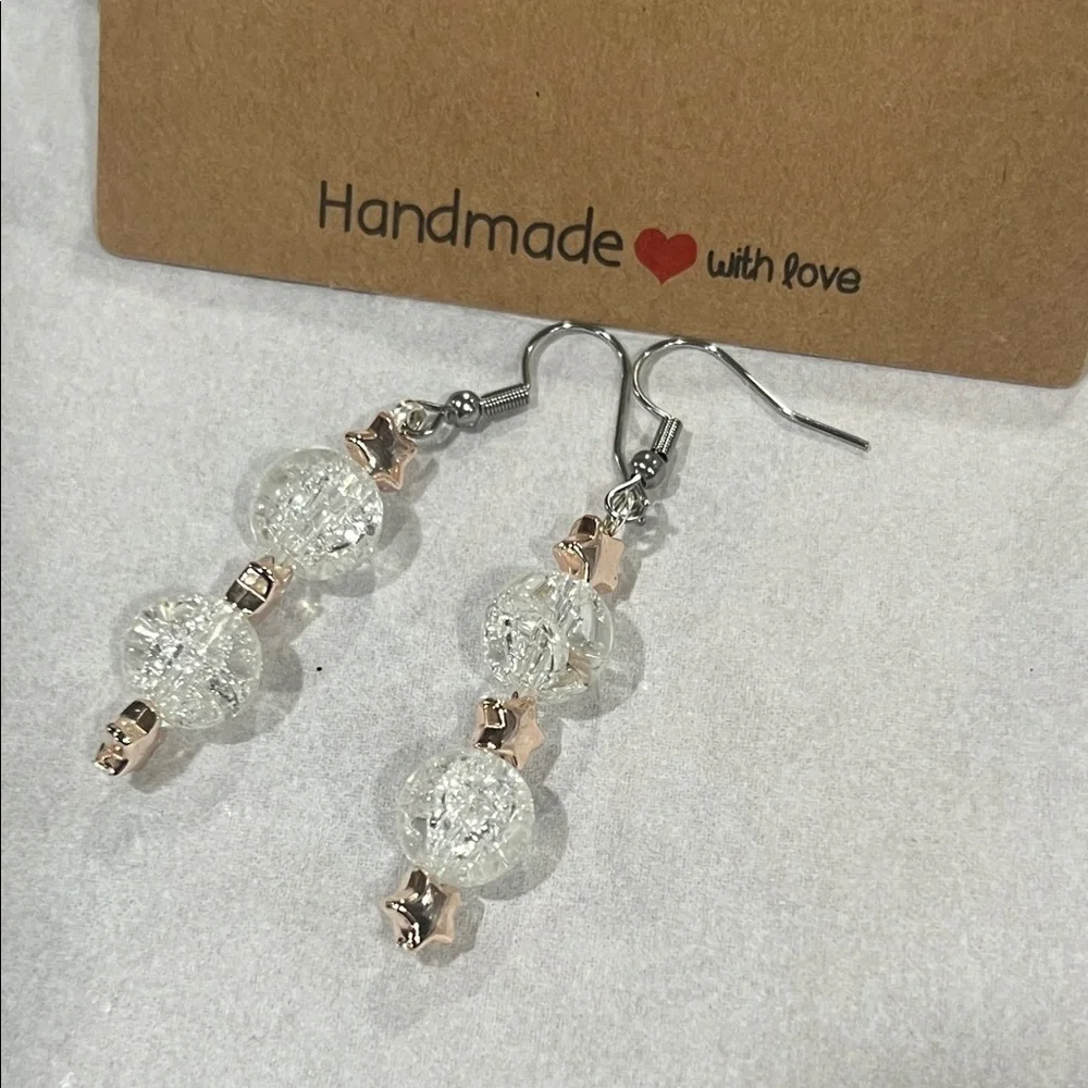 Chic Silver and Gold Star Drop Earrings