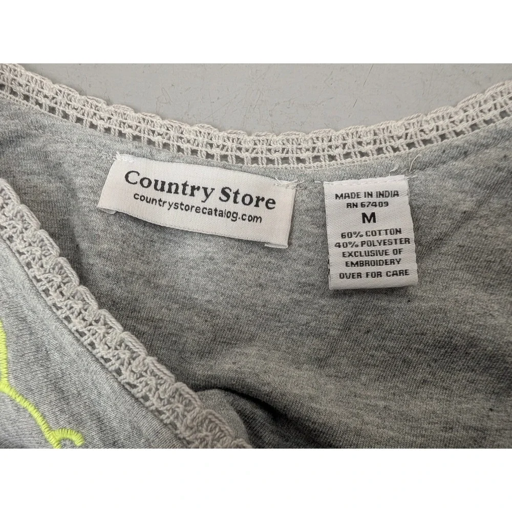 Country Store Floral Embroidered‎ Snap Front Robe Women's M Gray Pockets Granny