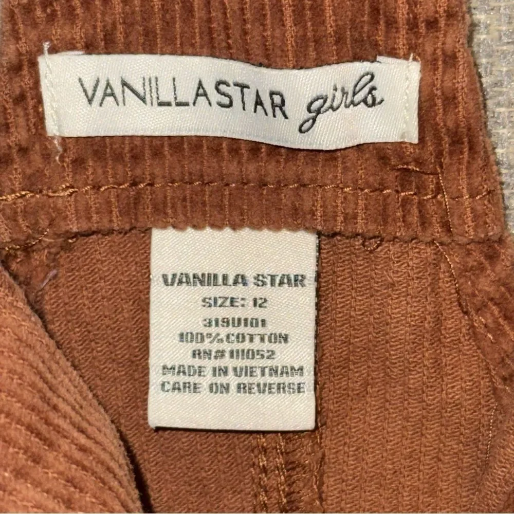 Vanilla Star girls size 12 Tan Corduroy Overall skirt