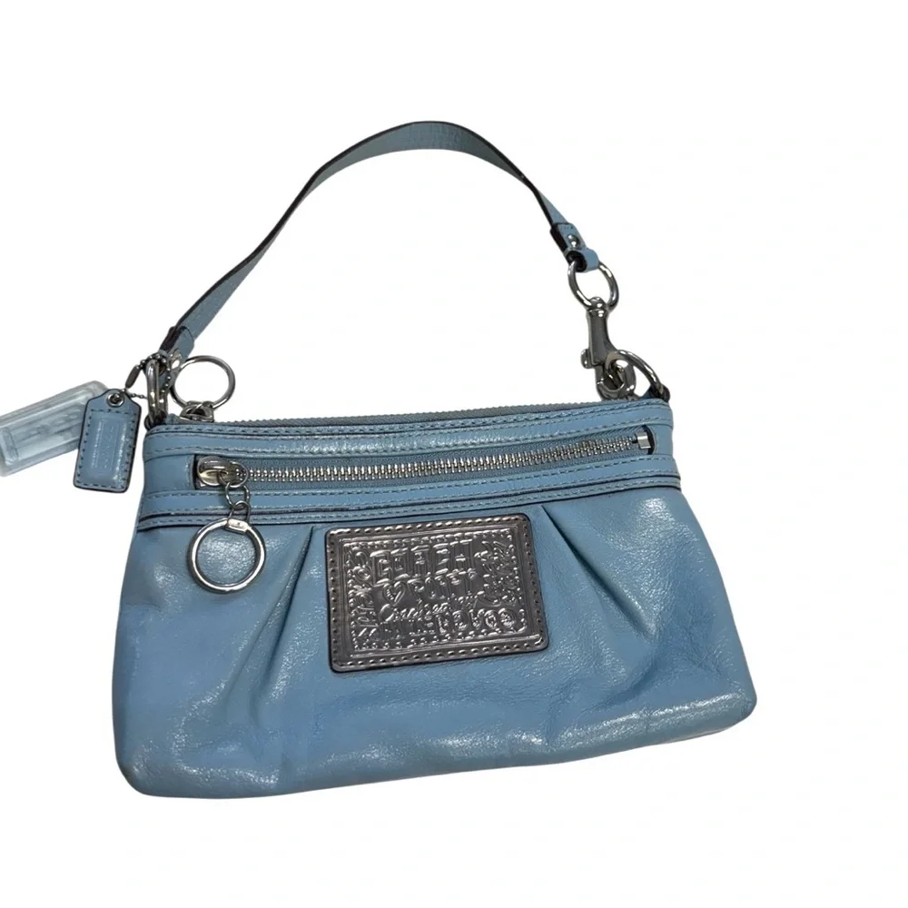 Coach Poppy Vintage Y2K Charming Blue Leather Wristlet