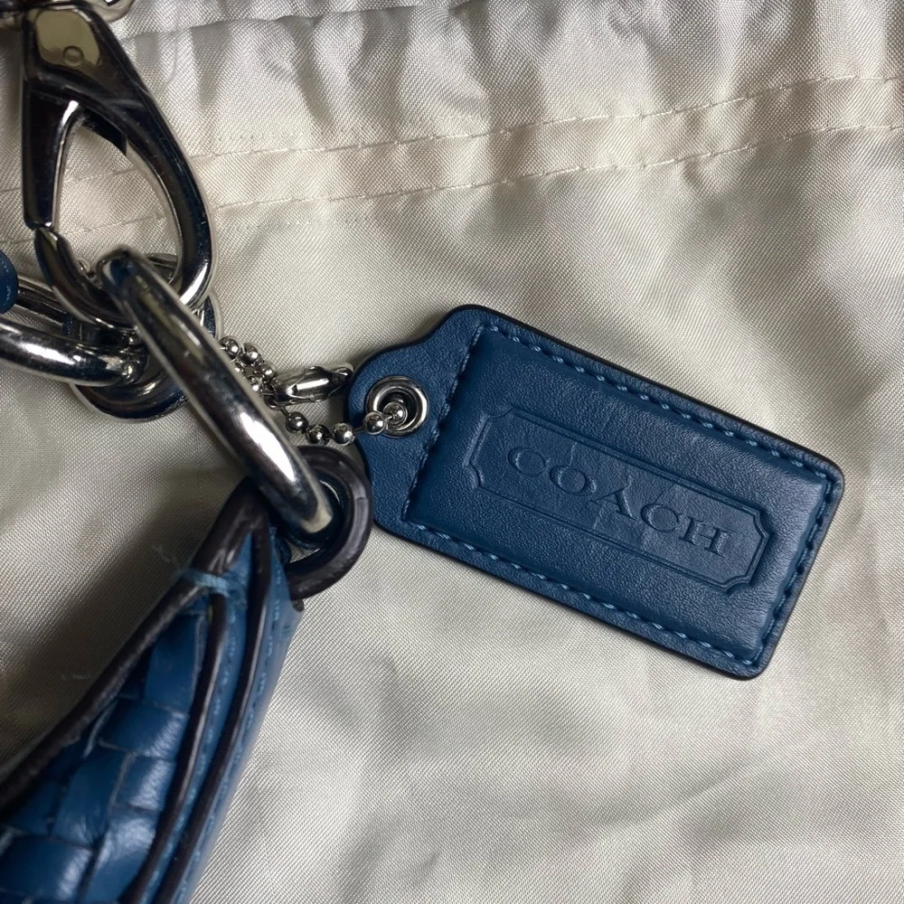 Genuine Coach Kristin Woven Leather Blue Hobo Crossbody Shoulder Bag & Dust Bag