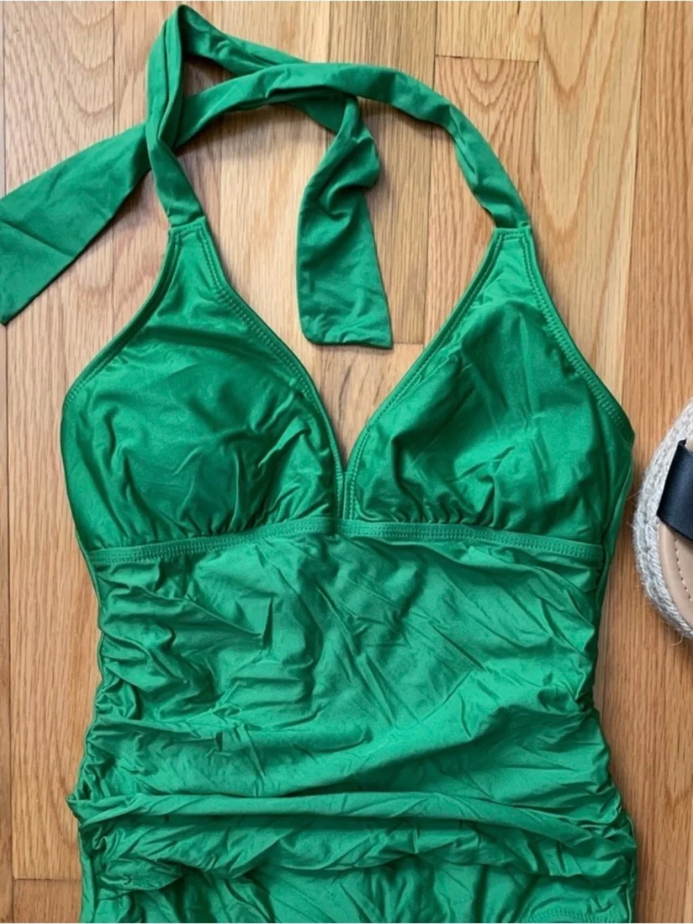 Woman’s Emerald Green Halter One-Piece Swimsuit