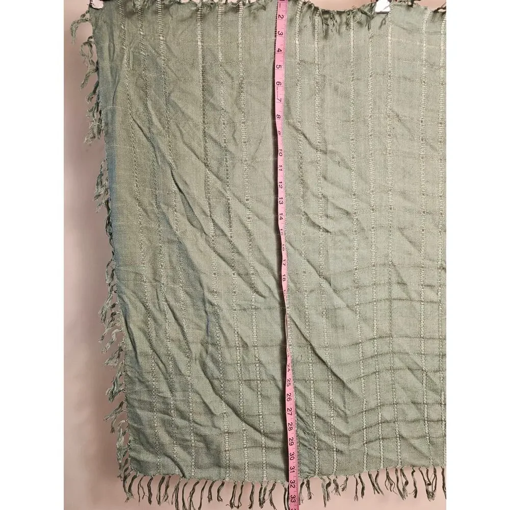 Vintage Berkshire Rayon Square  Green Woven Scarf