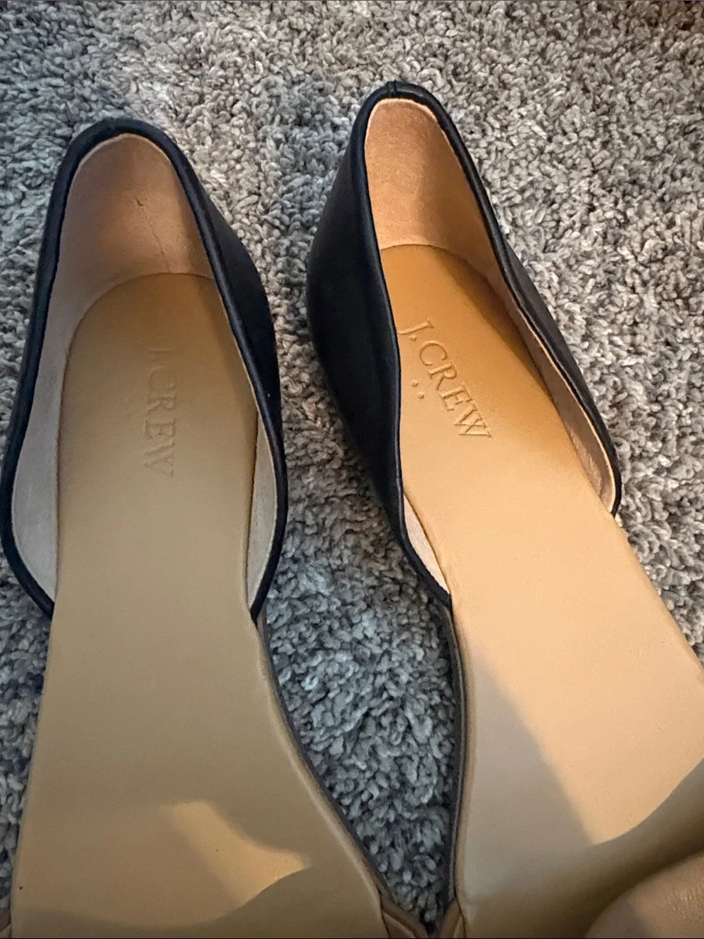 J. Crew Tan and Black Leather D'Orsay Mules