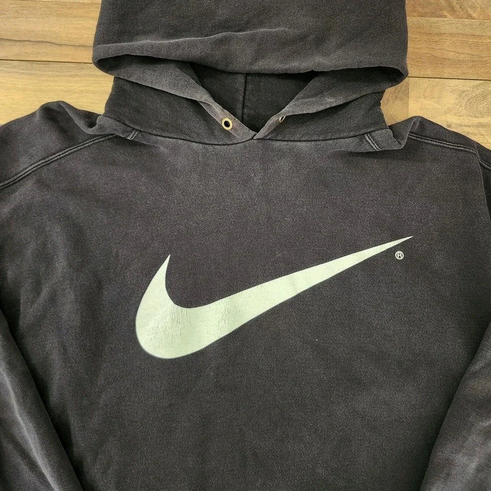 VTG 90s White Tag Nike Hoodie Big Logo Black Size XL