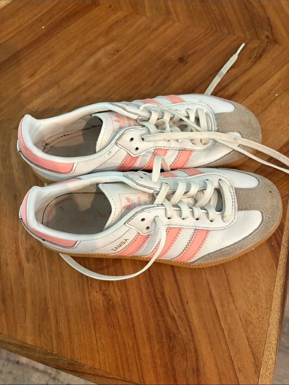 adidas Kids White Pink Striped Sneakers