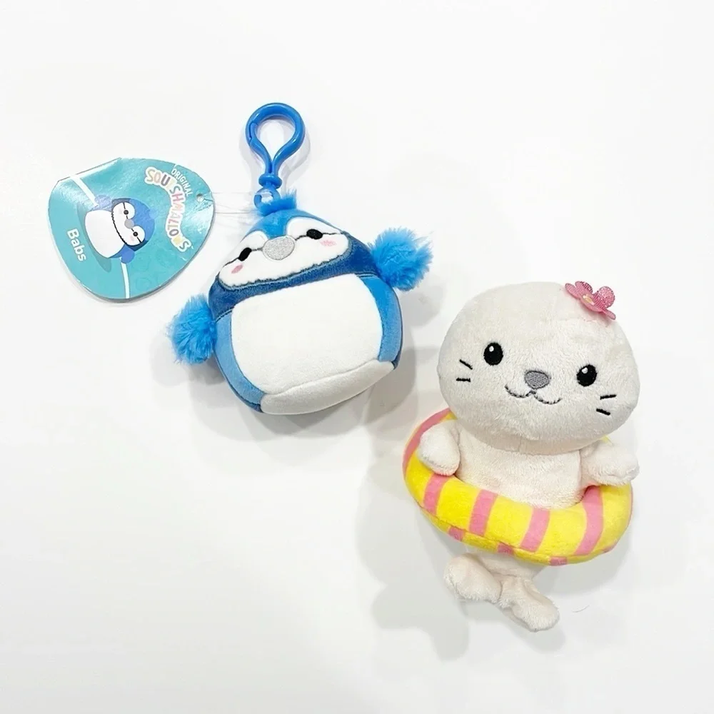 Squishmallows Blue Penguin Keychain with Seal Plush