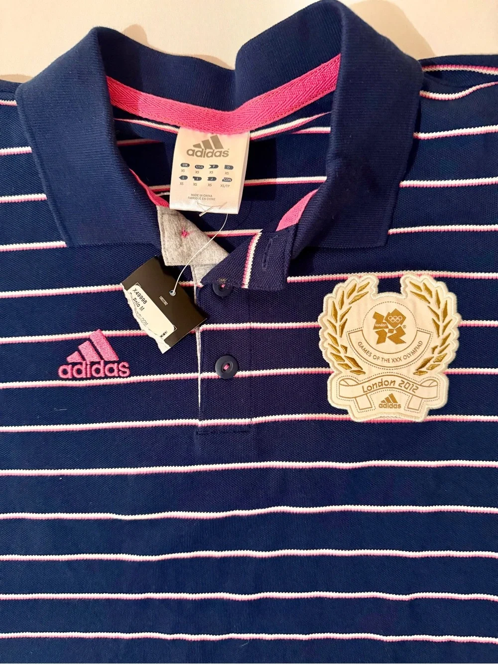 Adidas Pique Polo Soccer Shirt 2012 Olympic Games London Blue Stripe XS NEW