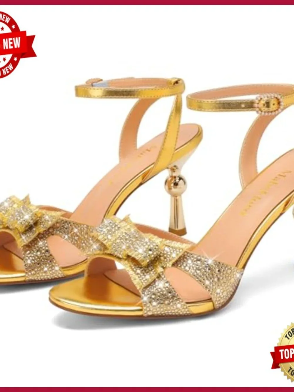 Stiletto Heel Sandals Rhinestone Bow Pearl Ankle Strap Wedding Party Dress Shoes