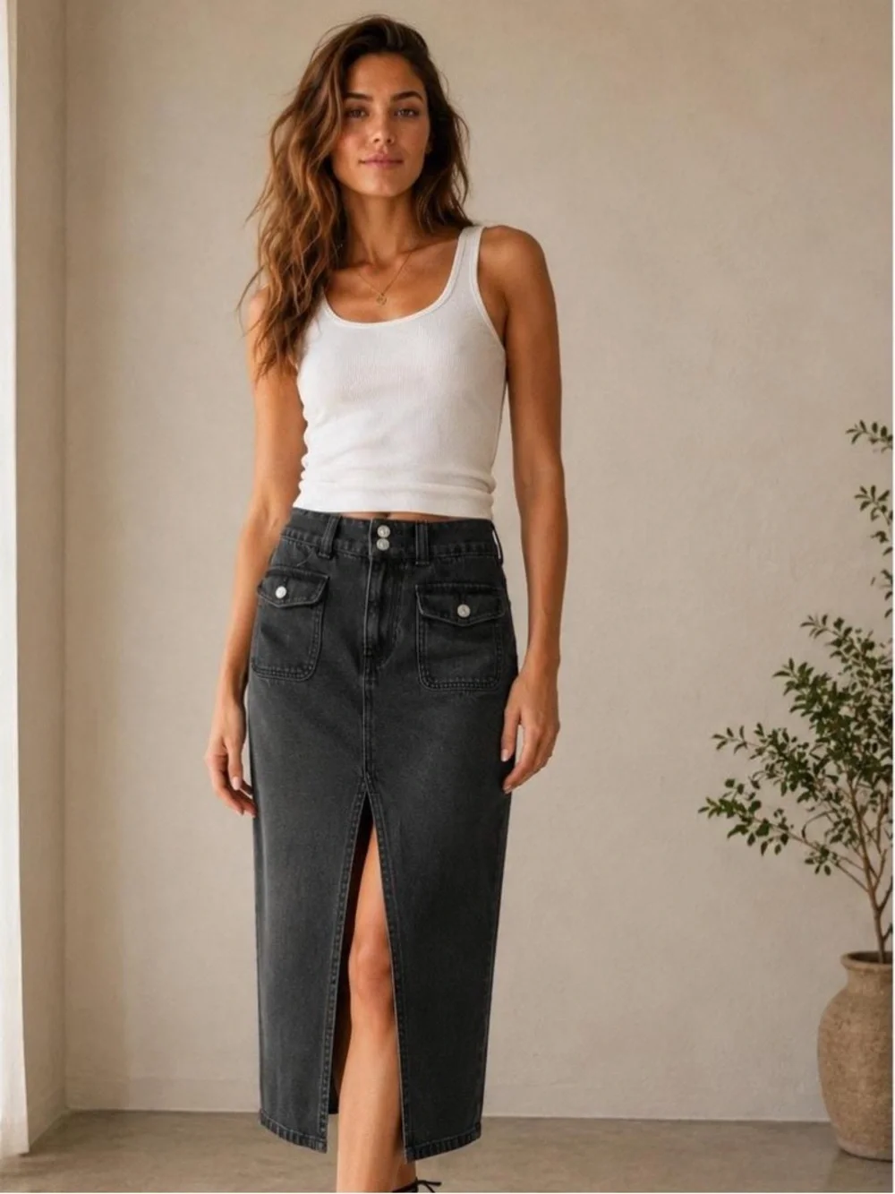 We the Free Madison Denim Midi NWOT