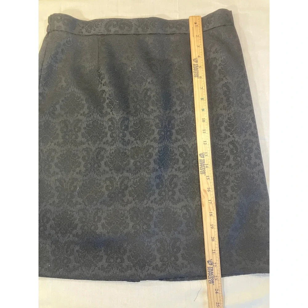 Amanda Smith Womens Black Damask Brocade 2 Piece Skirt Suit‎ Set Size 16 Blazer