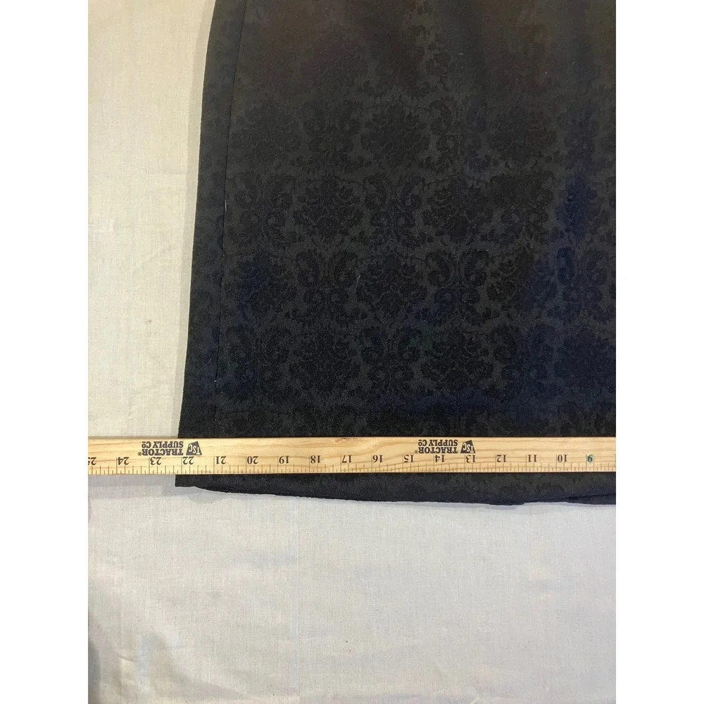 Amanda Smith Womens Black Damask Brocade 2 Piece Skirt Suit‎ Set Size 16 Blazer