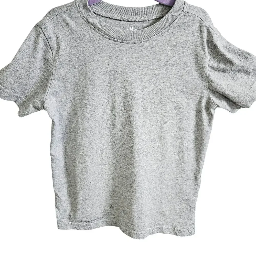 Primary Tee Shirt Light Gray 100% Cotton Casual Basic Everyday Kids Size 6-7