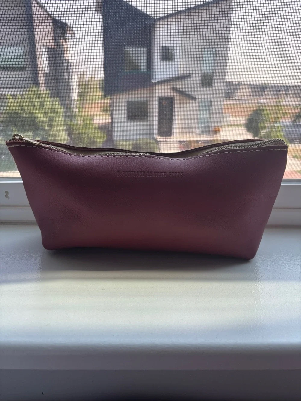 Portland Leather Pink Leather Cosmetic Pouch