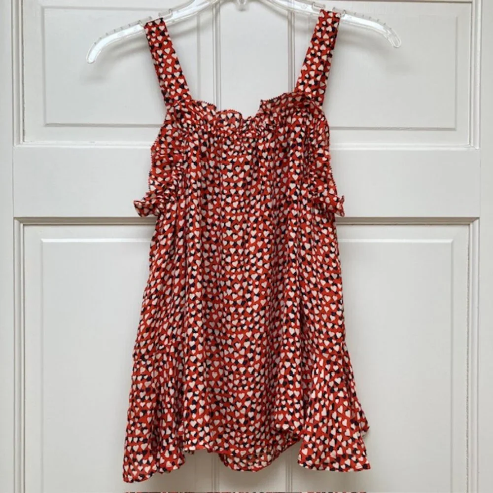 NWT J. Crew Orange, blue and white Silk off the shoulder blouse 2P