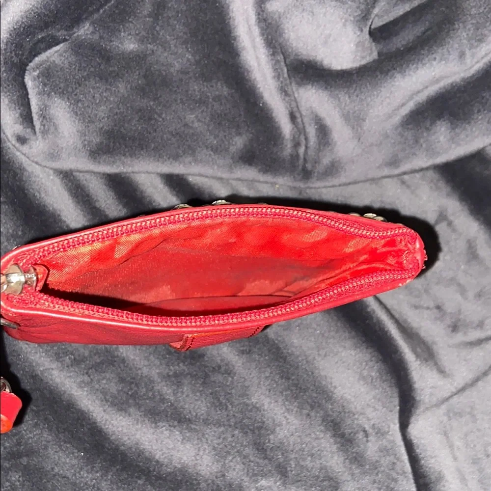 Red Leather Studded Women's Wristlet Belt Bag