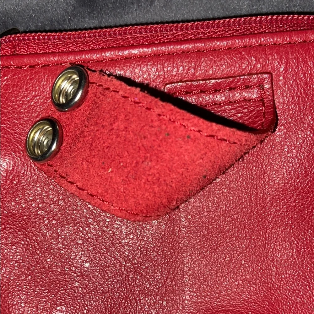 Red Leather Studded Women's Wristlet Belt Bag