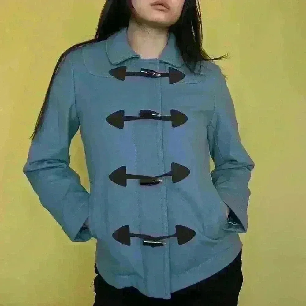Gap Women's 60's Inspired‎ Blue Toggle Button Coat w/ Inner Zipper Coat Sz Small