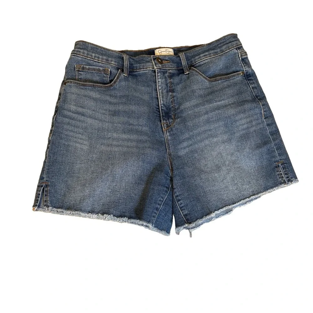 Jessica Simpson Denim Cut Off Shorts Size 6 Frayed Hem Side Slits High Wasted