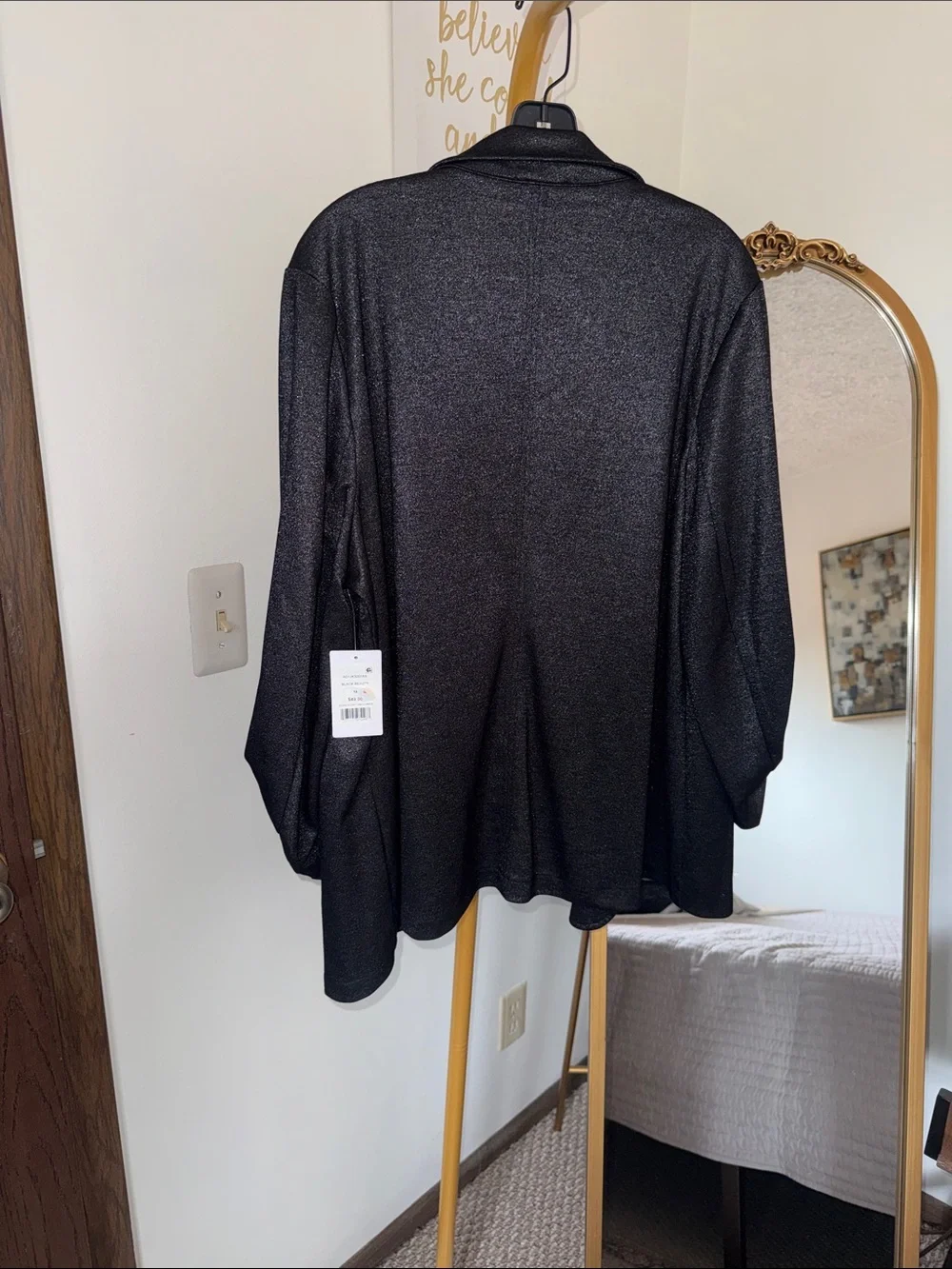 89th & Madison Black Shimmery Open Blazer