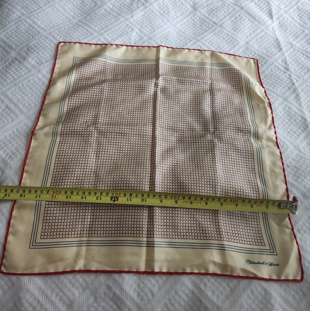 Turnbull & Asser Silk Scarf with Red and Cream Pattern