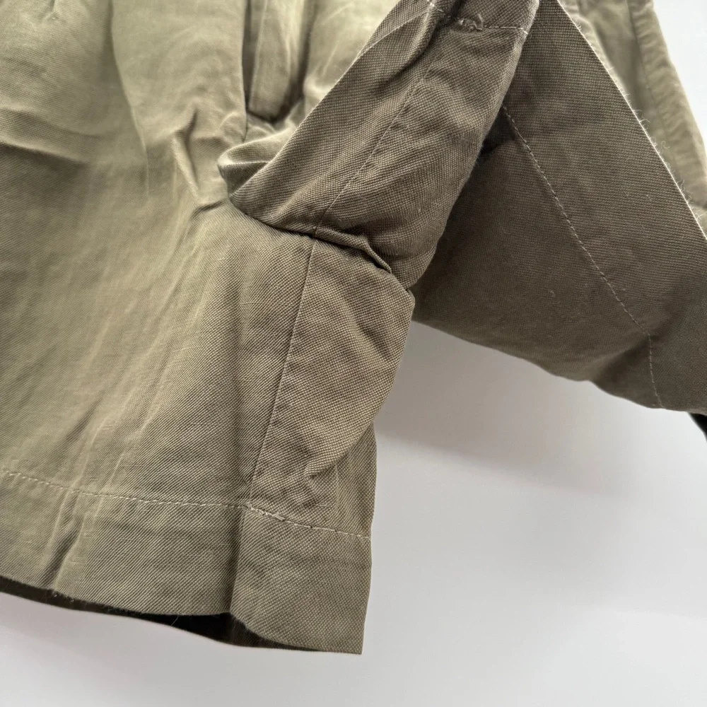 Banana Republic Linen‎ Blend Olive Green High Rise Pleated Shorts Sz 6