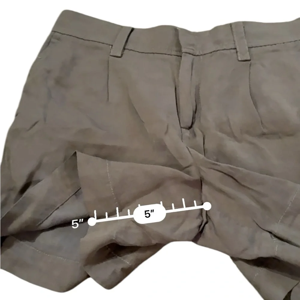 Banana Republic Linen‎ Blend Olive Green High Rise Pleated Shorts Sz 6