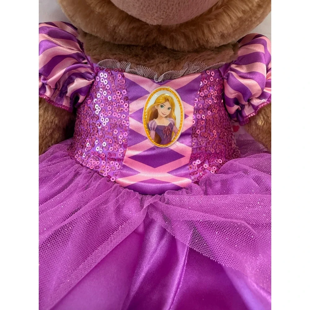 Build-A-Bear Disney Princess Rapunzel Teddy Bear Brown Plush Purple Sequin Dress