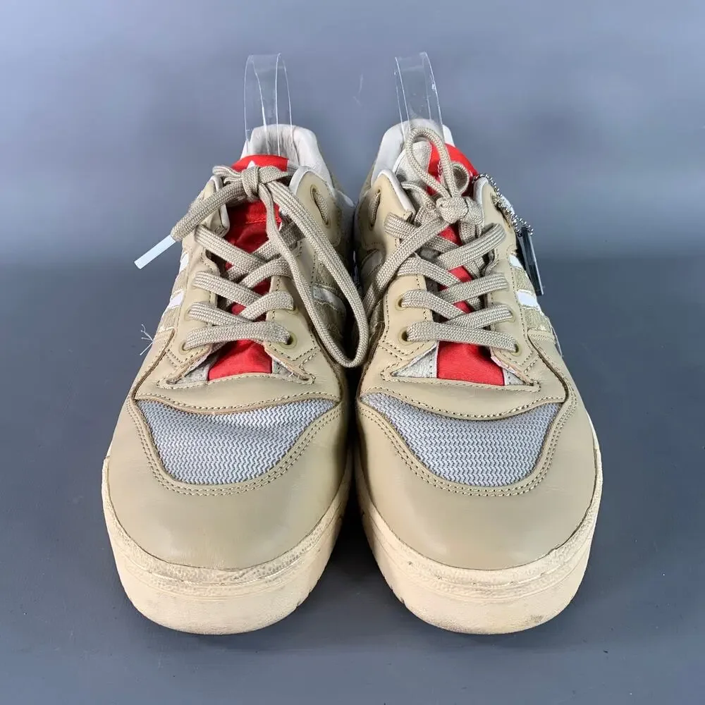 ADIDAS Size 9.5 Beige White Mixed Materials Nylon Mesh Sneakers