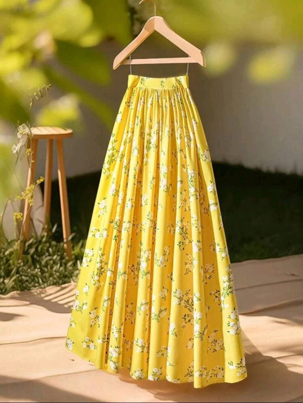 BRAND NEW ** Yellow Floral Maxi Skirt - Women's Summer Skirt