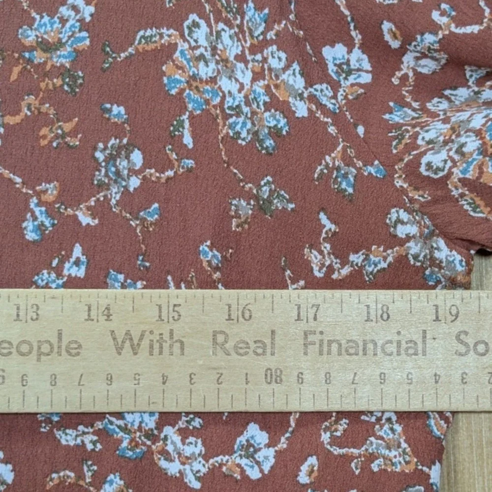 Garnet Hill Women‎ Rust Floral Boho Cottage Feminine Babydoll Dress 12 Pockets