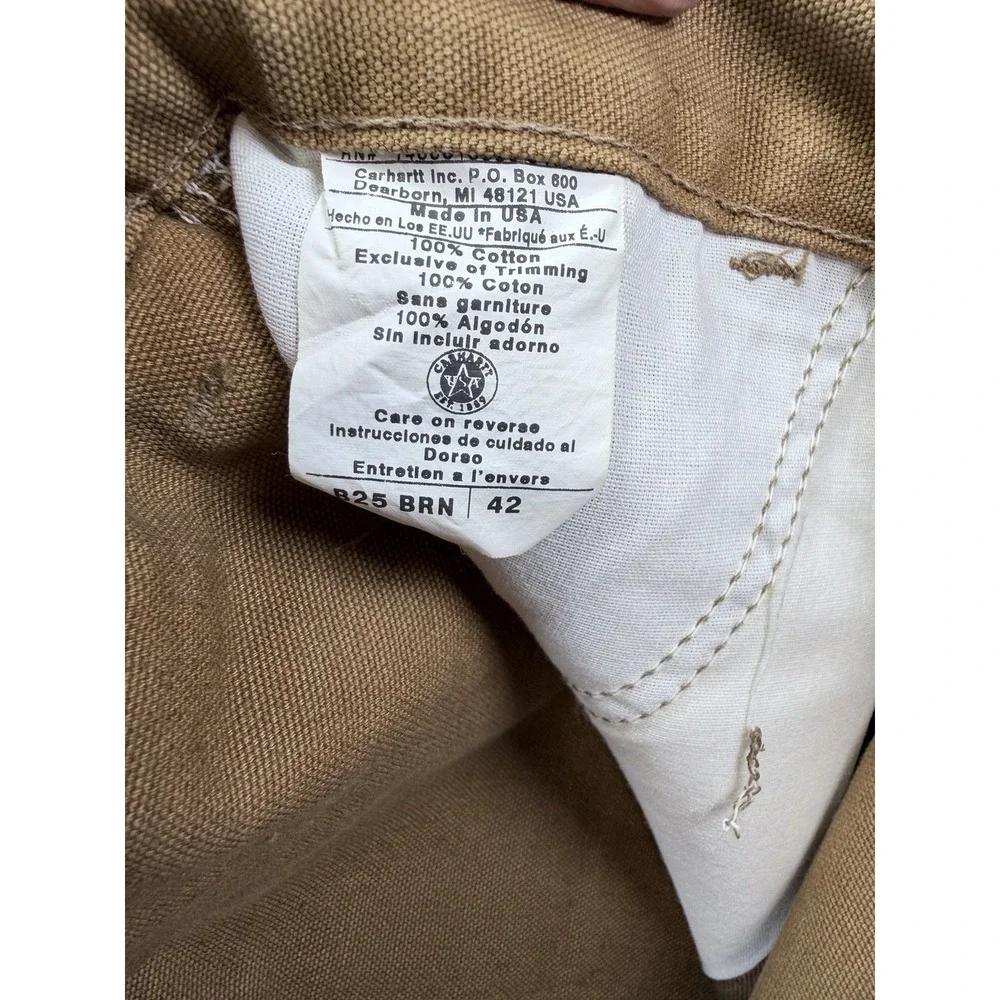 VTG 1999 Carhartt B25 BRN Shorts Made in USA Deadstock NOS Carpenter Canvas 42