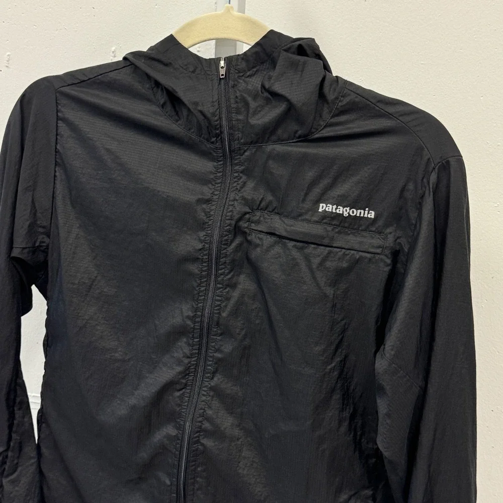 Patagonia Houdini Jacket Women's Medium Black Full Zip Hooded Windbreaker 24146