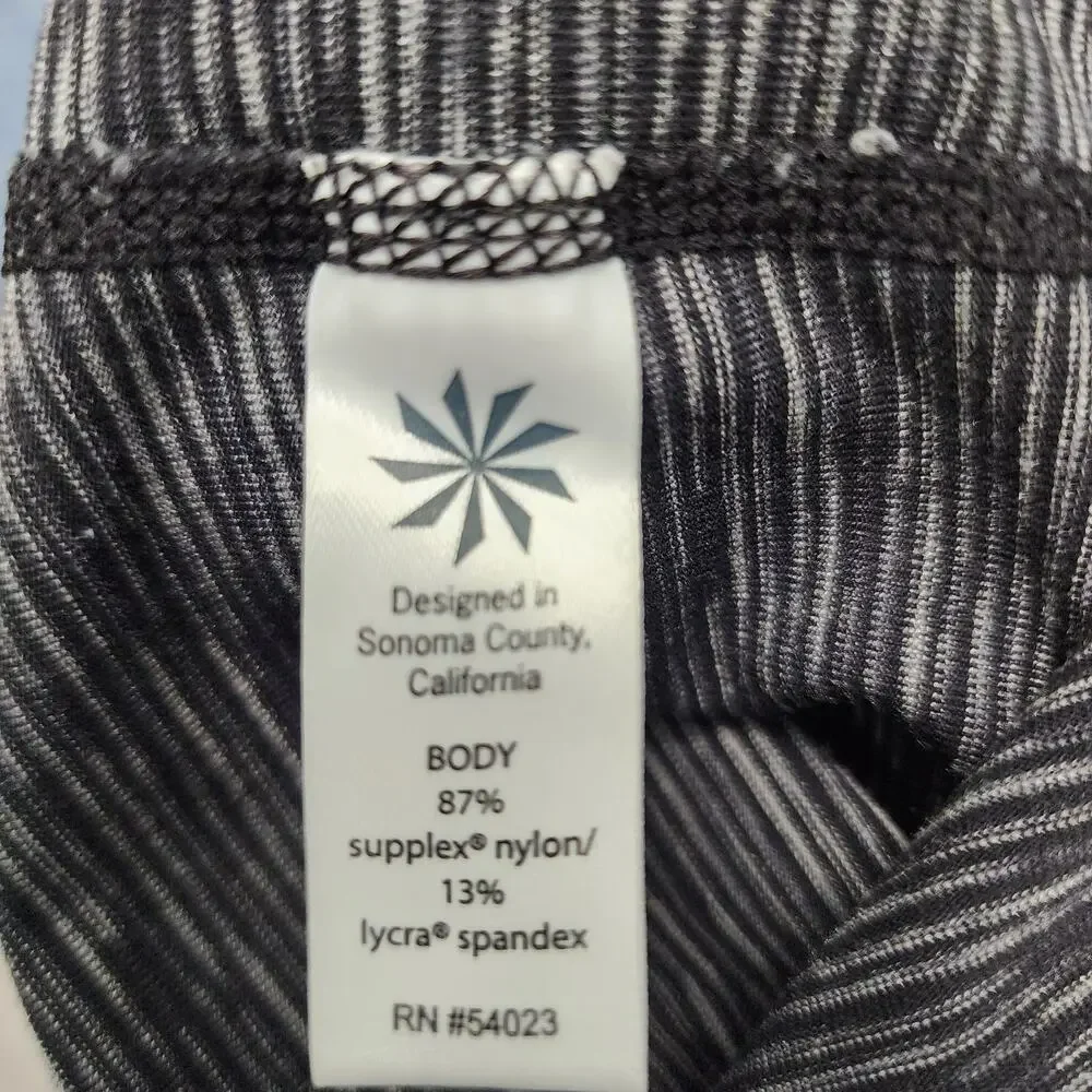 ATHLETA Energy Chaturanga Crop Legging Space Dye Black Gray Stripe Small