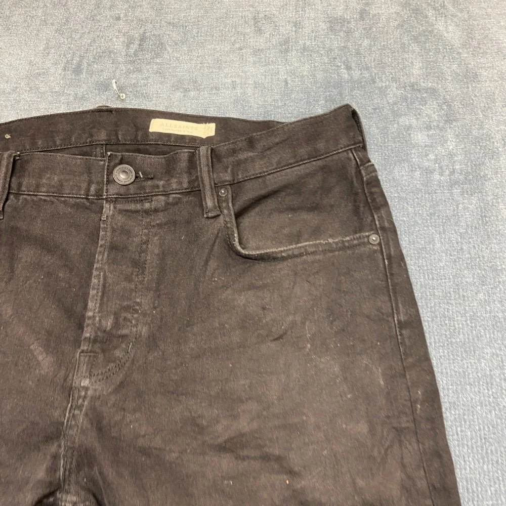 Allsaints Cigarette Jeans 36W Black Denim Cotton Skinny Leg 5 Pockets Dark Wash