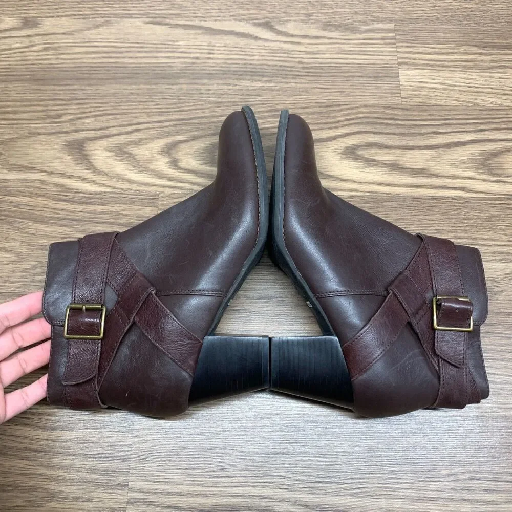 Vionic Trinity Boots Womens US Size 9.5‎ Brown Leather Booties TVW5300 Ankle