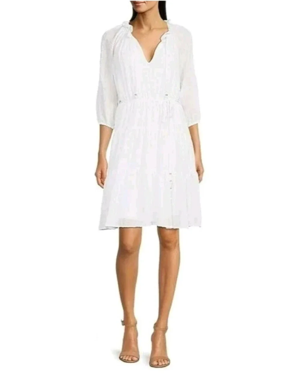 Calvin Klein White Tiered Ruffle Hem Dress NWT Size 12