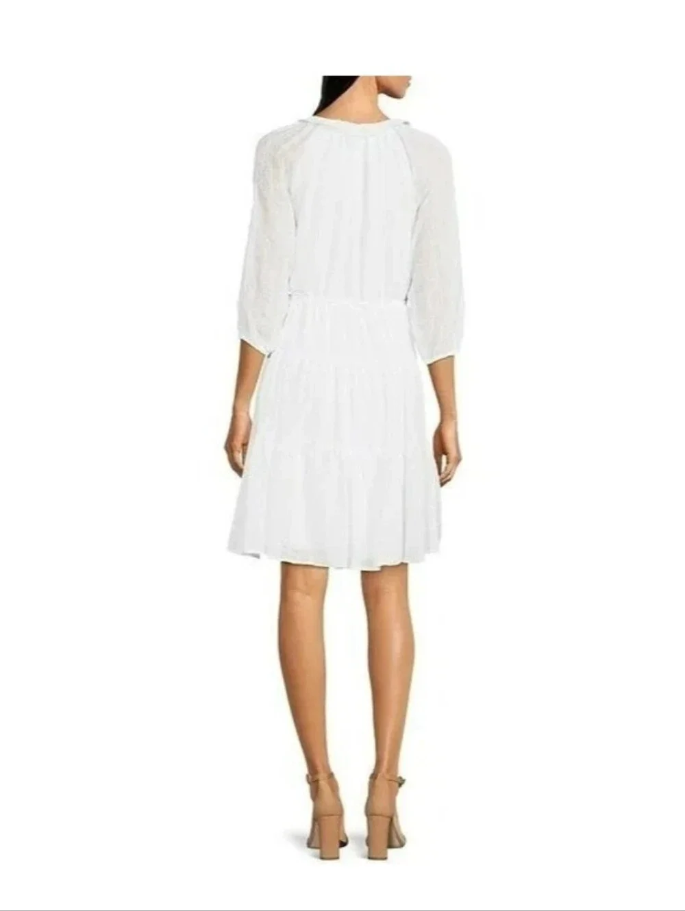 Calvin Klein White Tiered Ruffle Hem Dress NWT Size 12